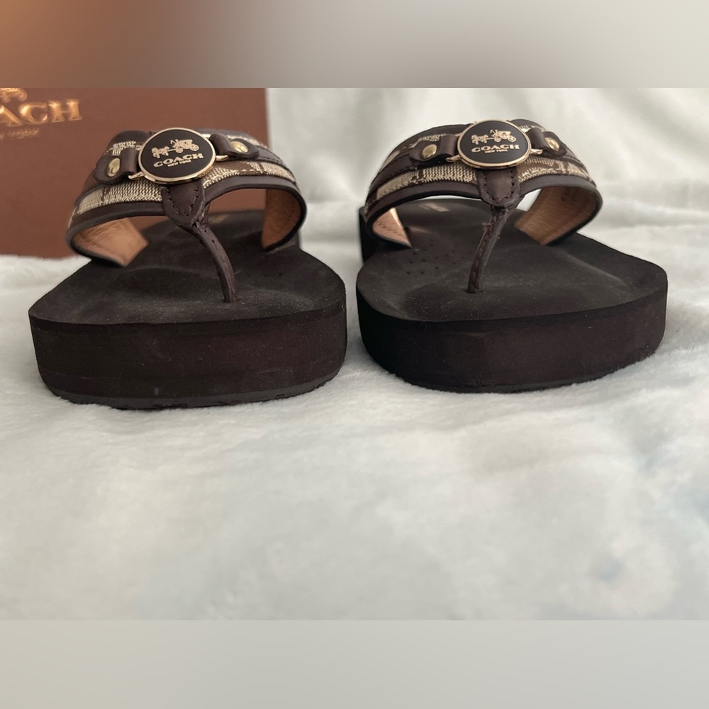 Authentic Vintage Coach Jasmine 12CM/Semi Mat CLF A5287 Brown Thong Sandals - Picture 4 of 11